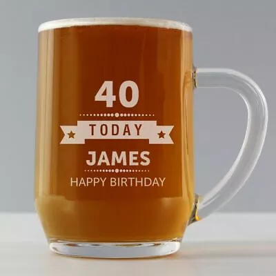 Personalised Tankard Beer Glass 18th 21st ( Any Age ) Birthday Gift For Him - UK • £14.99