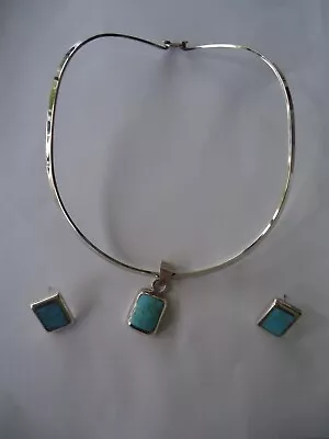 Vintage Mexico Sterling Silver Choker Necklace Matching Earrings 36g • $59.95