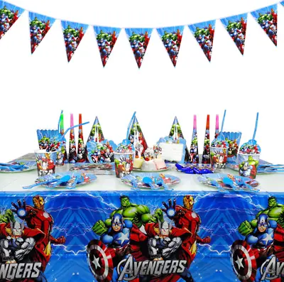 Marvel Avengers Theme Party Supplies Kids Birthday Decorations Tableware Plates • $3.72