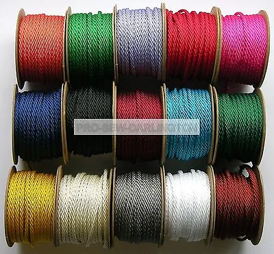 BARLEY TWIST CORD ROPE  5mm POLYESTER ( CHOICE OF LENGTH & COLOURS ) • £2.99