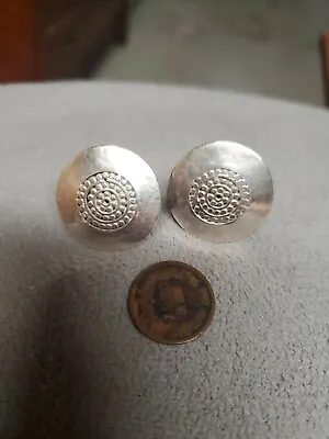 Vintage Marjorie Baer MB SF Hammered Silver Tone Clip Earrings • $29