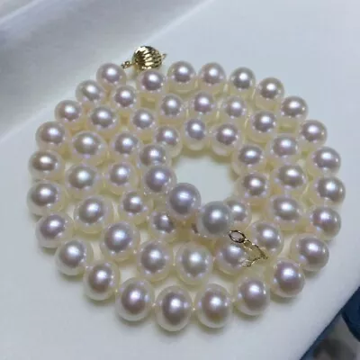 Top  7.5-8.5 Mm Natural Round  White  Pearl  Necklace G14K Clasp • $379