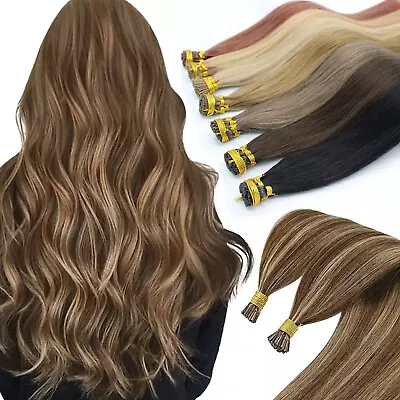 Pre Bonded Stick I-Tip Hair Extensions Double Drawn Thick Remy Russian HumanHair • $50