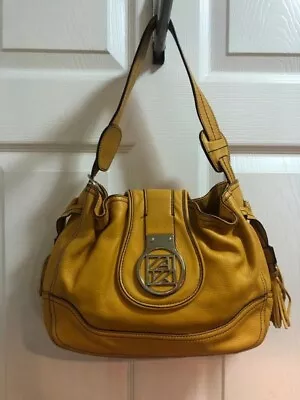 Anne Klein Tassel Leather Hobo Handbag Mustard Color Shoulder Bag Purse • $29.95