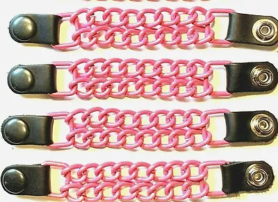 4 Glossy Pink Powder Coated Double Chain Motorcycle Vest Extenders Made In Usa • $23.99