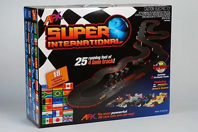 AFX Super International 4 Lane Mega G+ HO Slot Car Race Track Set Tri-Power MG+! • $319.99