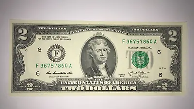 1 Uncirculated $2 Two Dollar Bill USA F36757860A Good Luck Token • £6.50