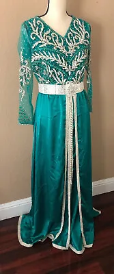 Moroccan Caftan Kaftan Takchita Size S Green Abaya TGB-2262-226-1 • $315