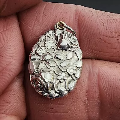 Sterling Silver Miraculous Medal Roses Slide 9.4g Heavy Rare • $56