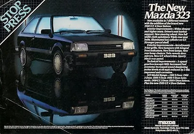 Mazda 323 1983 UK Market Launch Single Sheet Sales Brochure 1100 1300 1500 GT • $15.16