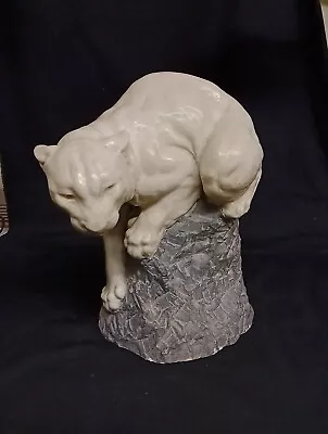 Joseph Boulton (1896-1981) Sculpture Mountain Lion Cougar Puma Alabaster Resin • $49