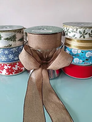 Easter Hessian Wired Edge Kirkland Ribbon  Wedding Craft. PER METRE  • £2.55