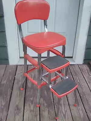 Cosco Retro Style Counter Chair/Step Stool Sliding Red • $115