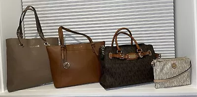 Lot Of Michael Kors Handbags 4 Leather Purses In Earth Tones Brown Tan Beige • $179