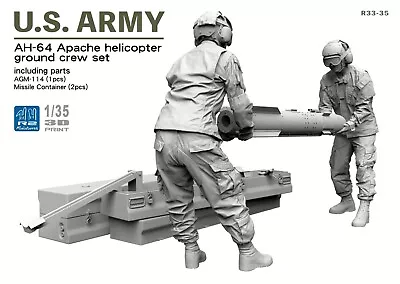 1/35 AH-64 Apache Helicopter Ground Crew Set With AGM-114 Hellfire Missile/33-35 • $40