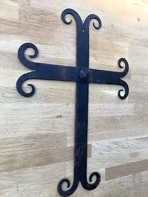 Wrought Iron Gothic Curled Cross Wall Crucifix Holy Cross • £12.99