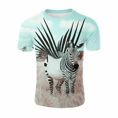 Wing Animal Zebra Casual Women Men T-Shirt 3D Print Short Sleeve Tee Tops • $24.29