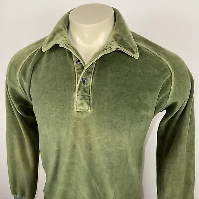 Vintage Velour Shirt Mens Medium Disco Hipster Skate Surf Vintage 60s 70s Green • $59.99