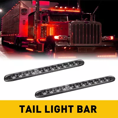 2x 15  Red LED Truck Trailer Strip Brake 3rd Lights Rear Turn Tail Light Bar • $14.99