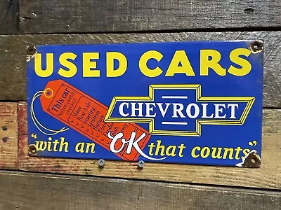 Vintage Chevrolet Porcelain Sign Chevy Auto Dealer Gas Station Motor Oil Service • $194