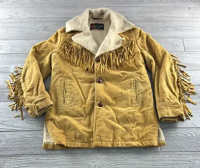 Vintage Mcgregor Suede Sherpa Lined Brown Finge Coat Size 18 Button Up • $71.98