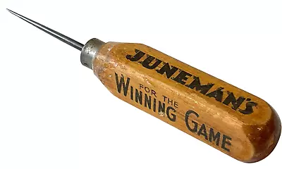 Vintage Juneman’s Advertising Wood Handle Stringing Awl Tennis Gut Racquet Tool • $29.99