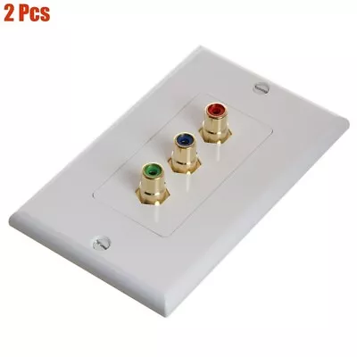 2 Pcs RCA Component Audio Video Wall Face Plate Gold Socket Outlet White • $18.95