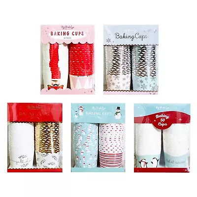 $24.95 • Buy Christmas Bake Cups 50 Cupcake Liners Ice Cream Treat Cups Paper Holiday
