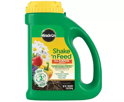 Miracle-Gro Shake 'N Feed All Purpose Plant Food 4.5 Lb. 3 Months Supply • $16.80