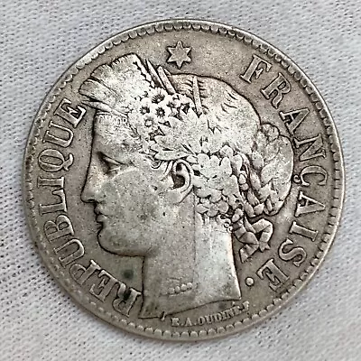 1871-K (Bordeaux) 2 Francs “No Motto / Sans Légende“ Ceres Silver Coin - Scarce! • $19