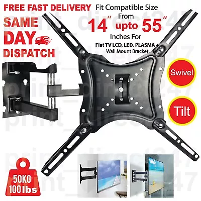 TV Wall Bracket Tilt Swivel Mount For 14 22 28 20 32 37 40 42 43 50 55 Inch LCD  • £13.95