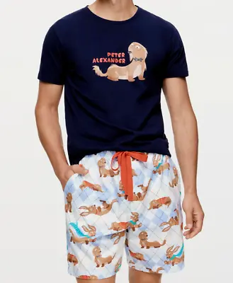 New Peter Alexander Daxie Dachshund Dog Pj Top Tee + Shorts Set Rp$119 Mens Xxxl • $65