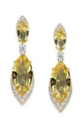 Nadri Marquise Drop Earrings Citrine Yellow/Clear Goldtone NIB $65 • $32.99