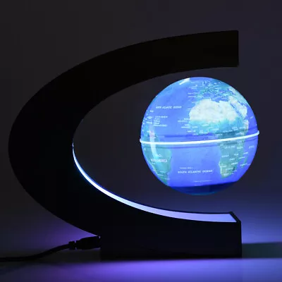 Floating Globe Magnetic Levitation Rotating World Map Globe With LED L 1713 UK • £28.43