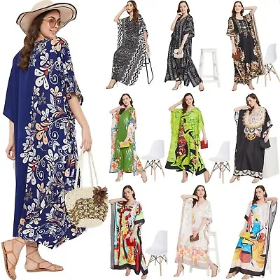 Women Kaftan Kimono Dress Summer Beach Wear Cover-Up Plus Size Long Maxi Dress • $13.99