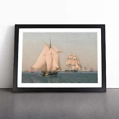 Ships Under Sail By Christoffer Wilhelm Eckersberg Wall Art Print Framed Picture • £14.95