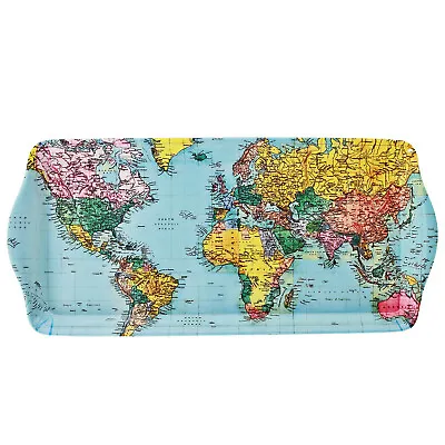 Melamine World Traveller Map Medium Food Serving Tray Tea Snacks Plate Geography • £5.95