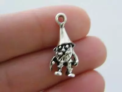 4 Garden Gnome Charms Antique Silver Tone P641 • £2.30