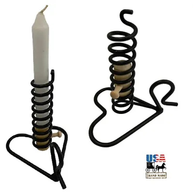 AMISH COURTING CANDLE - Wrought Iron Taper Holder Primitive Handmade Timer USA • $24.97