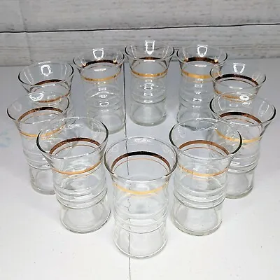 Vintage Set Of 10 Gold Trimmed Elegant Drink/Juice Glasses/Barware/4.75  Tall  • $49.99