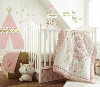 $179.99 • Buy Levtex Baby Little Feather Coral 6-Pc Crib Bedding Set Include Mobile *New* 