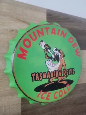 Mountain Dew Tasmania Devil Bottle Cap Metal Sign Man Cave Bar Decor Sign • $19.90