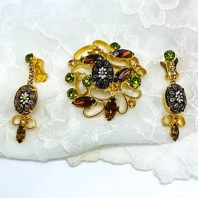 RARE VINTAGE JULIANA Molded Flower Cabochon Set  Fall Colors REF#3266 • $95