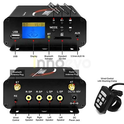1000W Amp Motorcycle ATV UTV RZR Bluetooth Audio Stereo Radio System Amplifier • $84.79