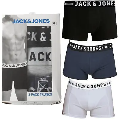 Jack And Jones Boxer Mens Cotton Shorts Elasticated Waist Underwear 3 Pack • £8.99