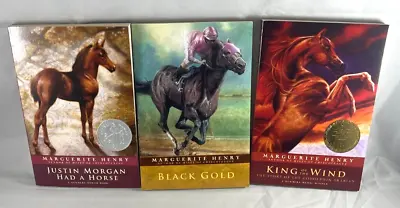 Marguerite Henry Set Series Lot Of 3 Books  Justin Morgan Black Gold  King Wind • $7.95