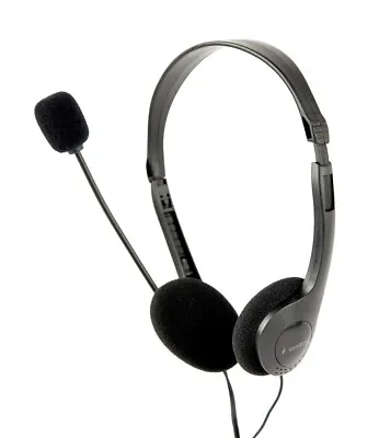 3.5mm Jack Stereo PC Headset With Mic Microphone & Volume Control - Black • £8.95