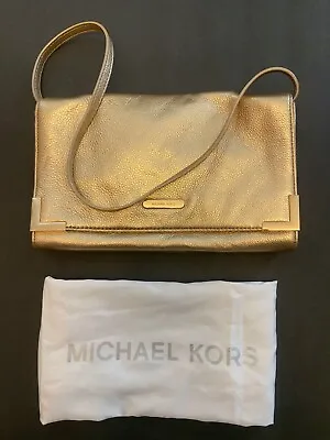 Michael Kors Metallic Gold Pebbled Leather Shoulder Tote Bag & Storage Bag • $9.95