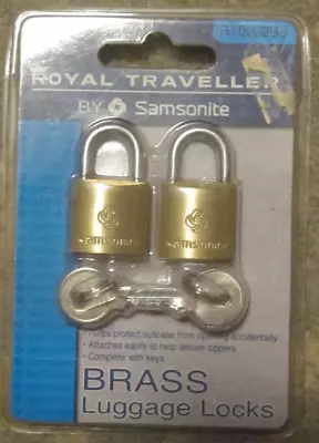 Pkg Of 2 Mini Brass Padlocks W/Keys Samsonite For Luggage Etc Free Shipping • $8.49