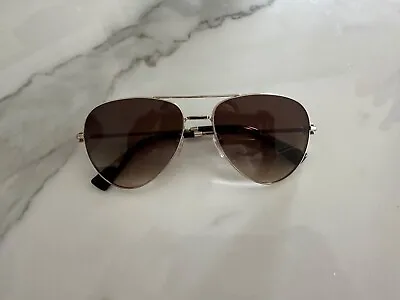 Womens Preowned Valentino Pale Gold Gradient Brown Stuffed Aviator Sunglasses • $200